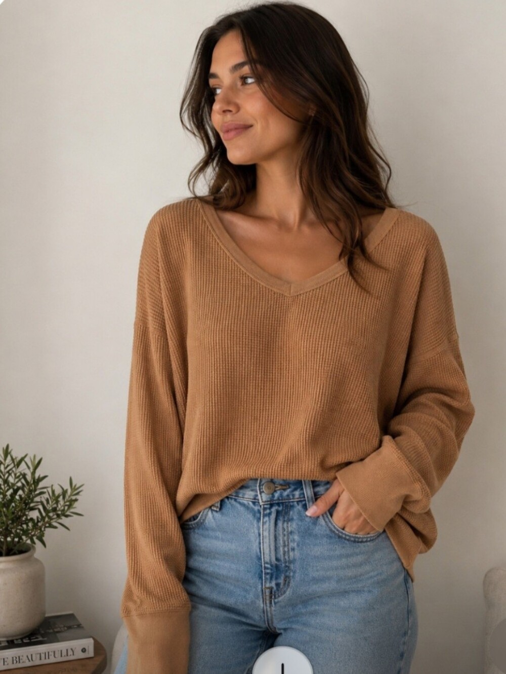 Offline By Aerie Women’s Relaxed Long Sleeve Waffle Top